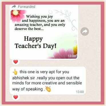 Teacher's Day greeting from a student: you really open our minds