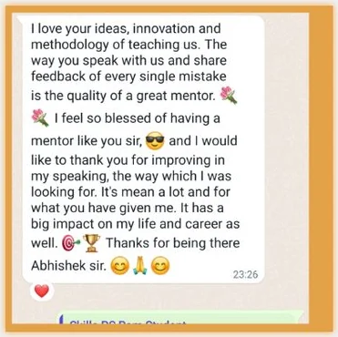 Student message: feedback on every single mistake is the quality of a great mentor
